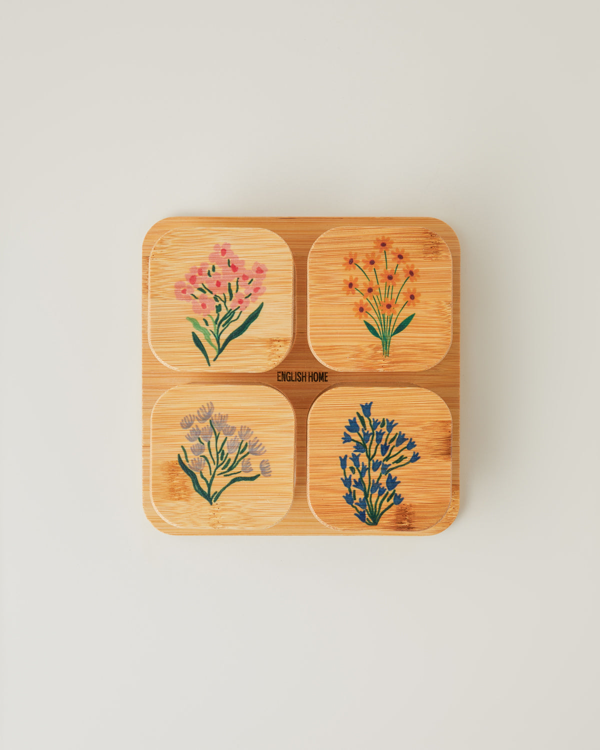 Ricco Glass Wooden Cover with 4 Sections Breakfast Container 21x21 cm Colored (view 2)