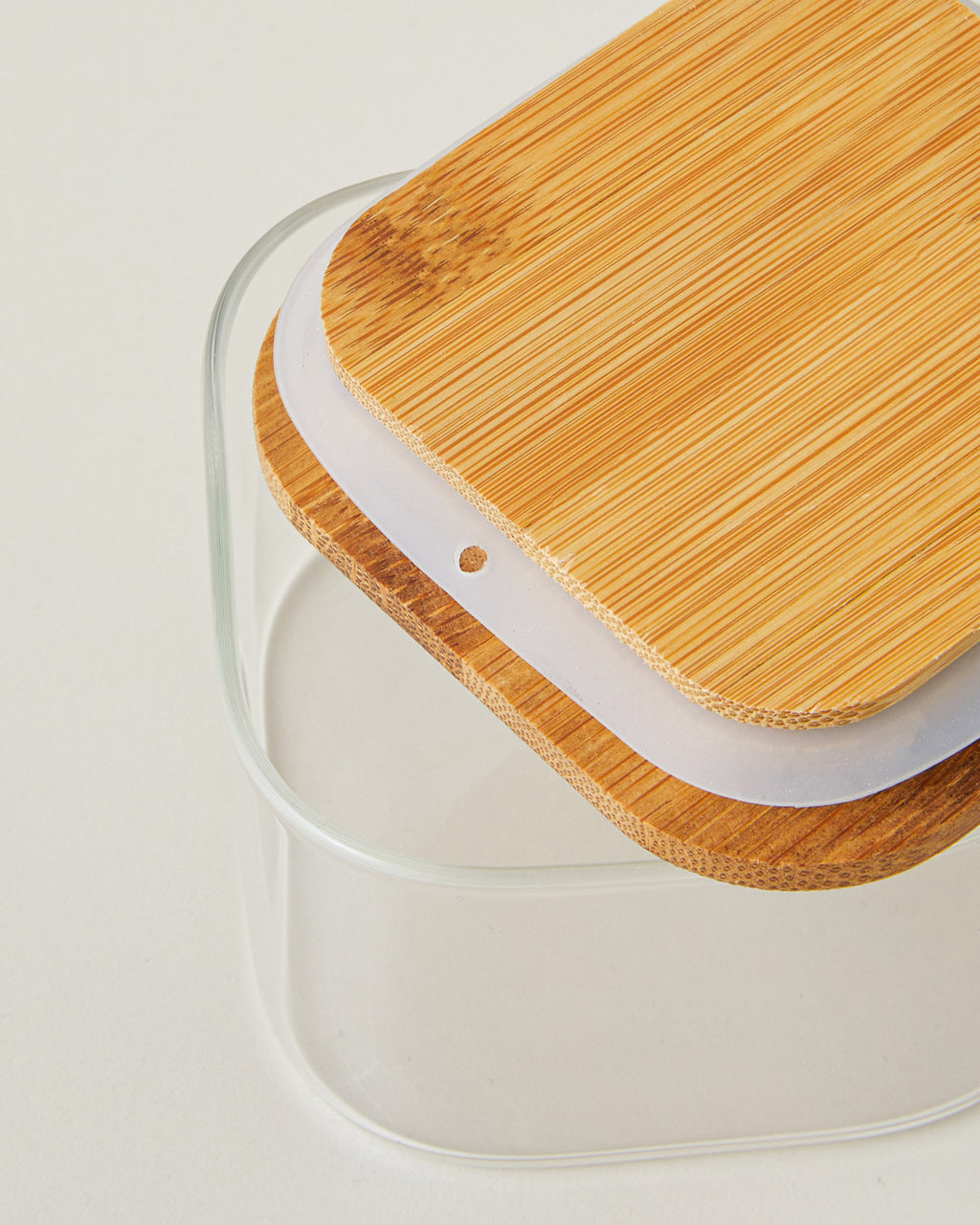 Ricco Glass Wooden Cover with 4 Sections Breakfast Container 21x21 cm Colored (view 4)