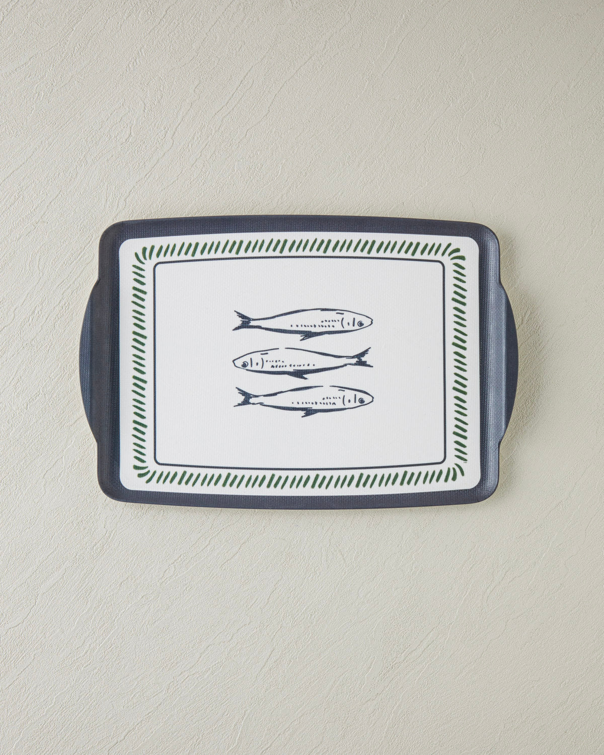 Maritime Melody Melamine Anti-slip Tray 25x38 cm White - Navy Blue