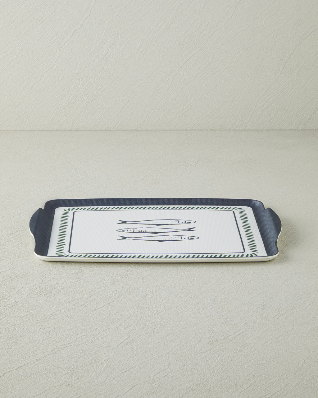 Maritime Melody Melamine Anti-slip Tray 25x38 cm White - Navy Blue (view 2)