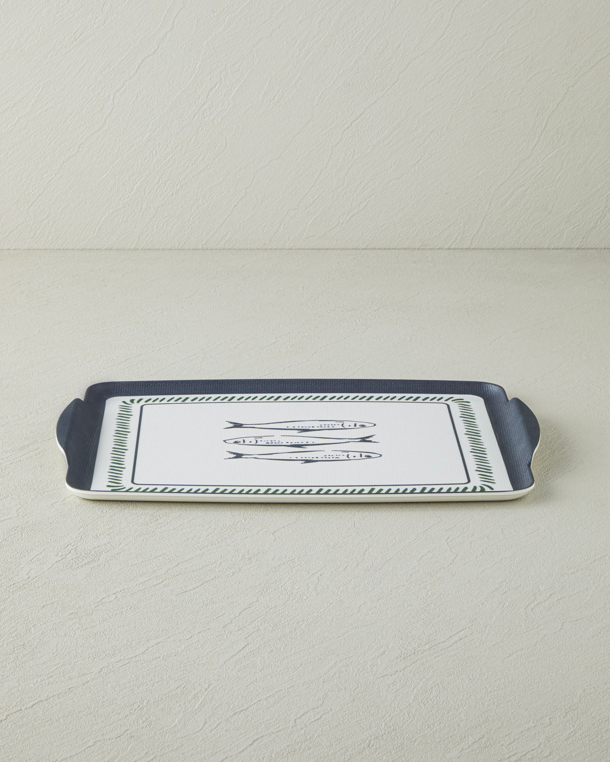 Maritime Melody Melamine Anti-slip Tray 25x38 cm White - Navy Blue (view 2)