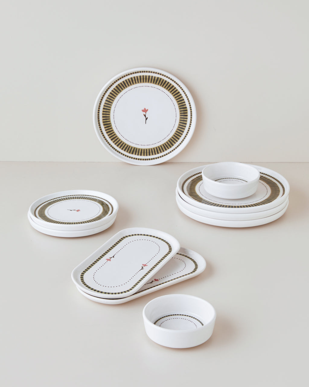 Opal Ceramic Breakfast Set 10 Pieces 4 Servings Green