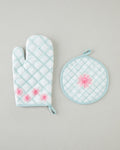 Bright Floral Polyester 2 pcs Kitchen Set 17x30 cm + 20x20 cm Pink - Green