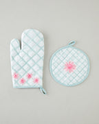 Bright Floral Polyester 2 pcs Kitchen Set 17x30 cm + 20x20 cm Pink - Green