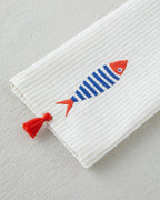 Bubble Fish Cotton Polyester Embroidered Drying Cloth 30x50 cm Orange - Beige (view 3)