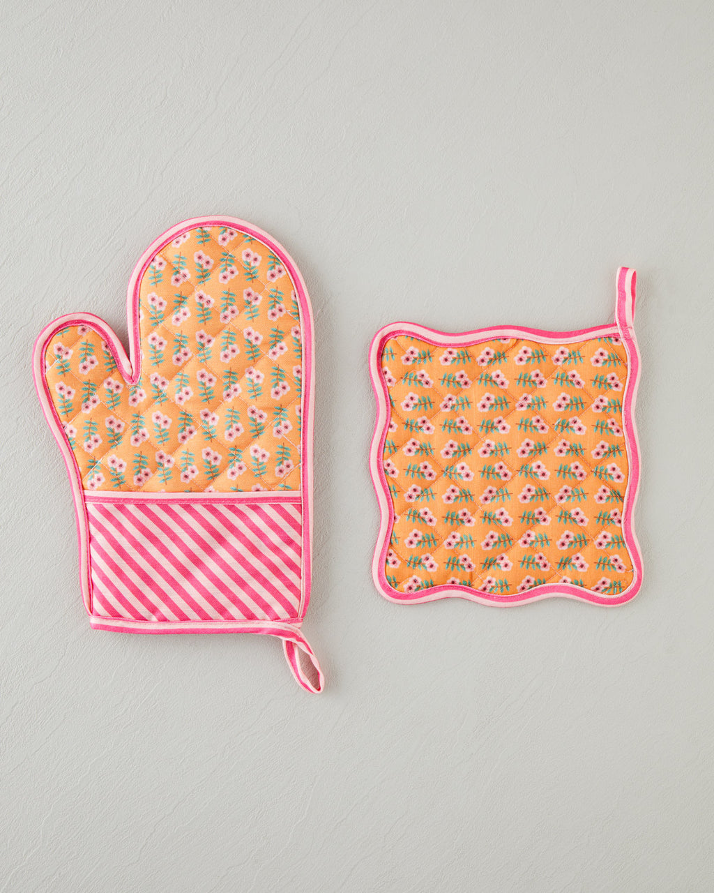 Whispering Petals Polyester 2 pcs Kitchen Set 17x30 cm+20x20 cm Pink - Orange