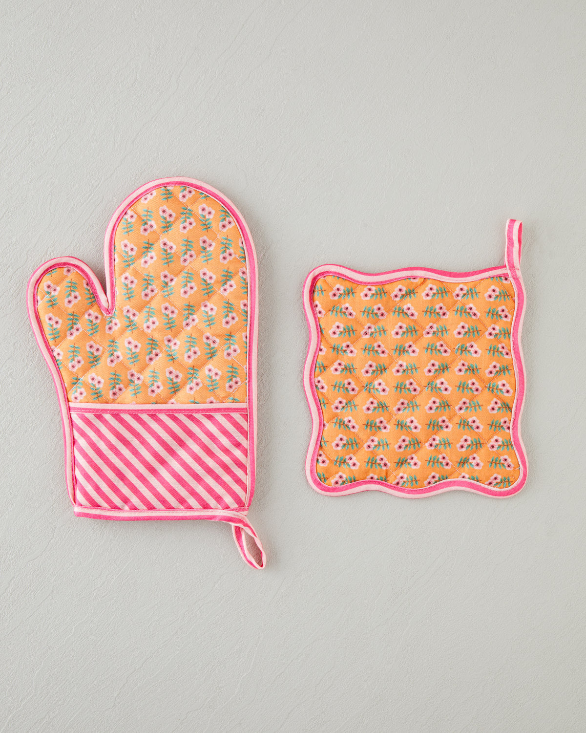 Whispering Petals Polyester 2 pcs Kitchen Set 17x30 cm+20x20 cm Pink - Orange