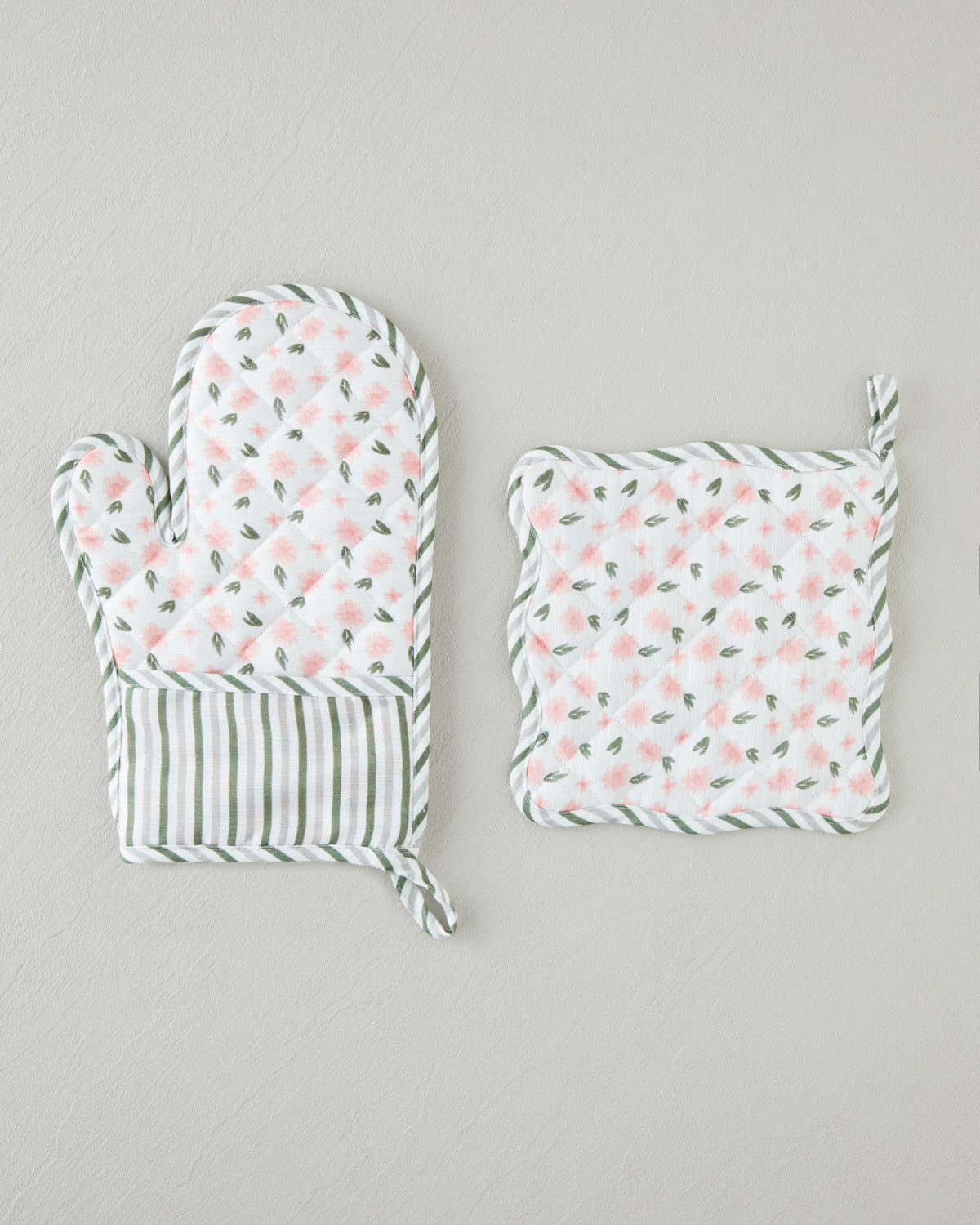 Petal Dreams Polyester 2 pcs Kitchen Set 17x30 cm+20x20 cm White - Pink