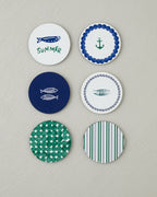 Blue Depth Wooden 6 pcs Coaster 9.5 cm Blue - Green