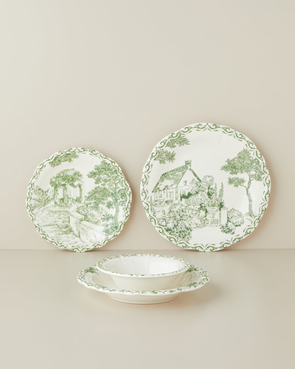 Porcelain Table Set 24 Pieces, 6 Servings Green