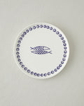 Blue Fishy Ceramic Cake Plate 20 cm White - Navy Blue