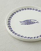 Blue Fishy Ceramic Cake Plate 20 cm White - Navy Blue (view 3)