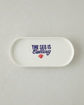 Ceramic Rectangular Plate 24x11 cm Navy Blue - Red