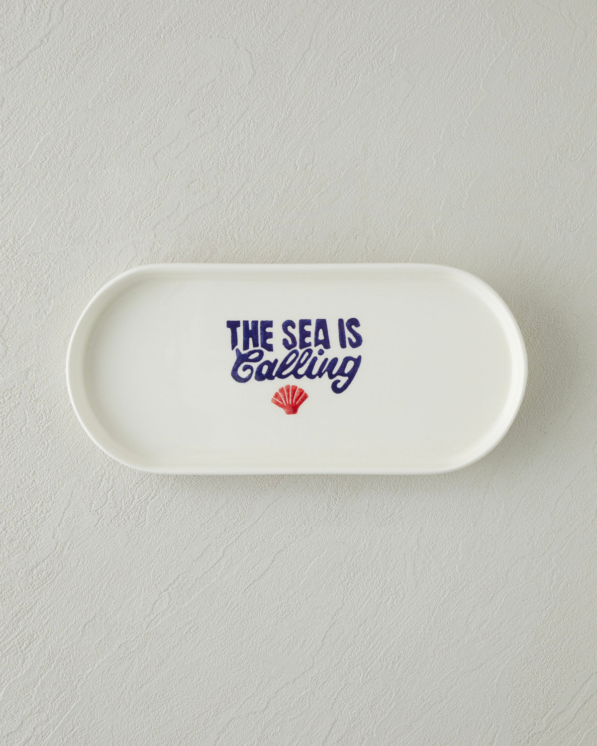 Ceramic Rectangular Plate 24x11 cm Navy Blue - Red