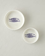 Blue Fishy Ceramic Bowl White - Navy Blue (view 4)