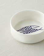 Blue Fishy Ceramic Bowl White - Navy Blue (view 7)