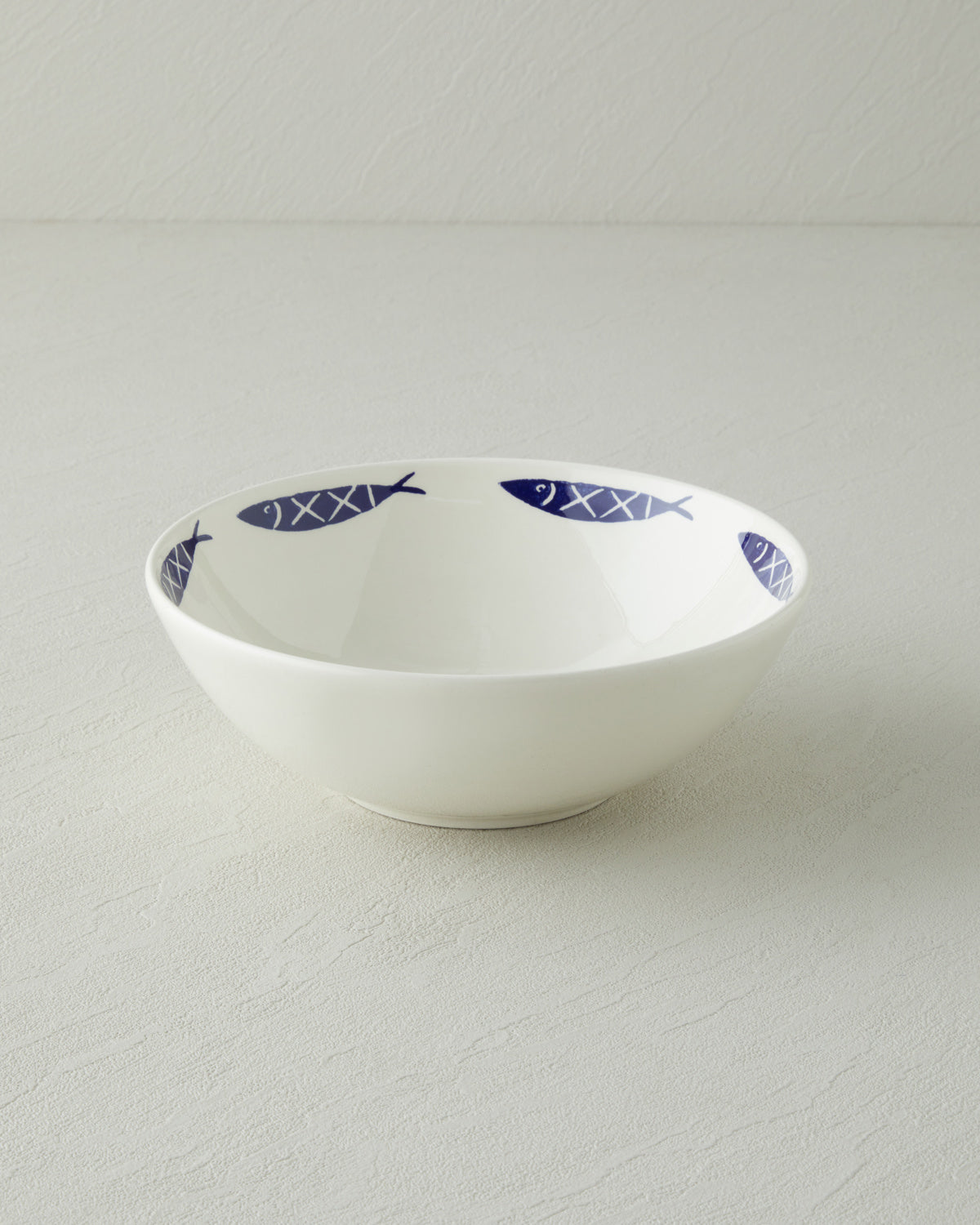 Aqua Rhythm Ceramic Bowl 20 cm White - Navy Blue