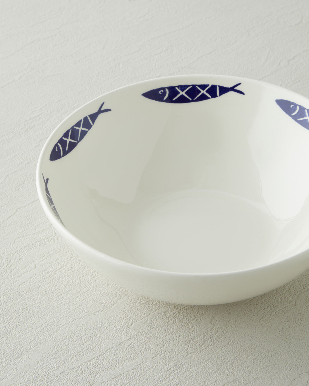 Aqua Rhythm Ceramic Bowl 20 cm White - Navy Blue (view 3)