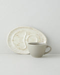 Side Ceramic 2 Pieces 1 Servings Tea Cup 225 ml Cream - Stone