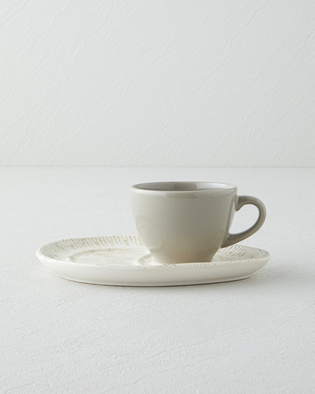 Side Ceramic 2 Pieces 1 Servings Tea Cup 225 ml Cream - Stone (view 2)