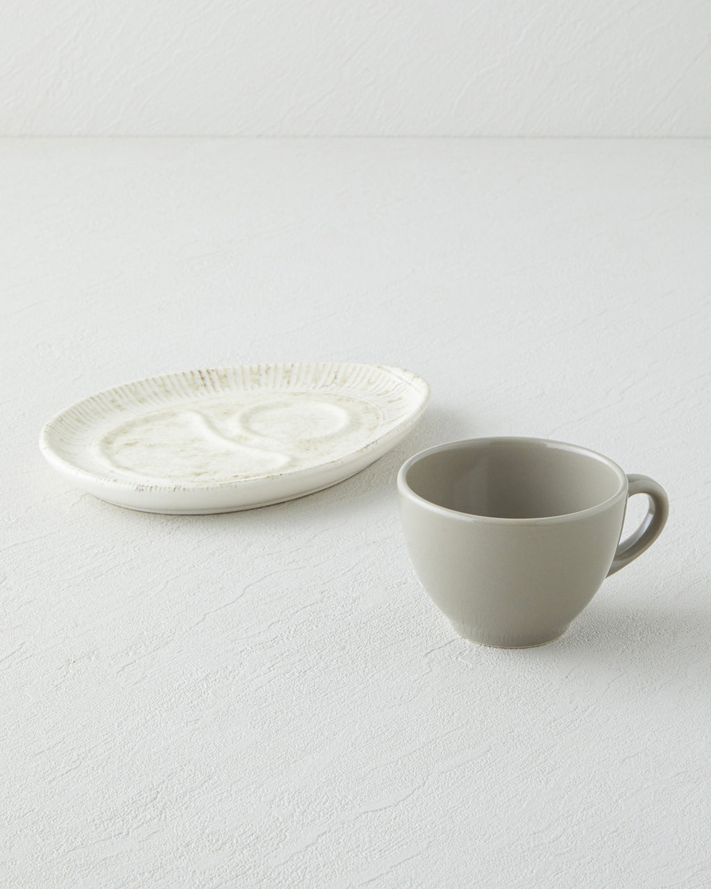 Side Ceramic 2 Pieces 1 Servings Tea Cup 225 ml Cream - Stone (view 3)