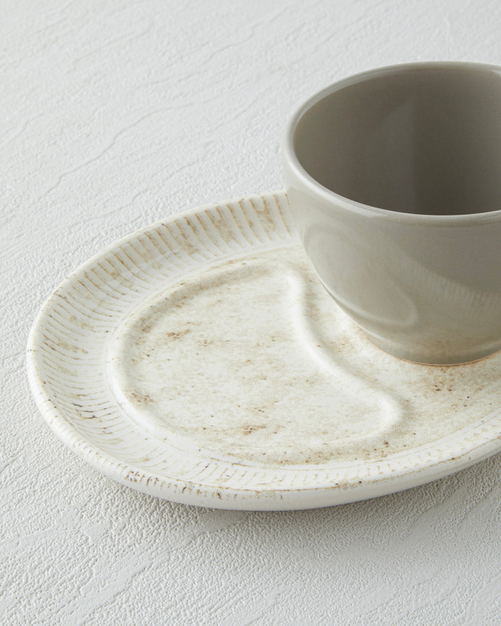 Side Ceramic 2 Pieces 1 Servings Tea Cup 225 ml Cream - Stone (view 4)