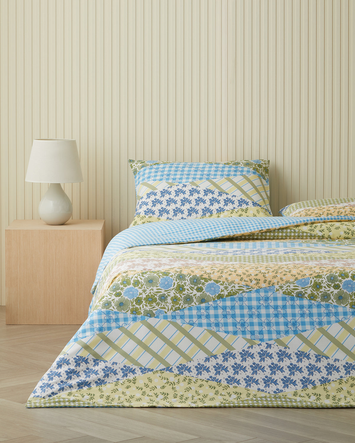 Cotton Single Size Duvet Cover Set 160x220 cm Blue - Green (view 2)