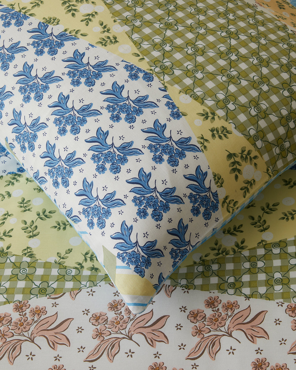 Cotton Single Size Duvet Cover Set 160x220 cm Blue - Green (view 4)
