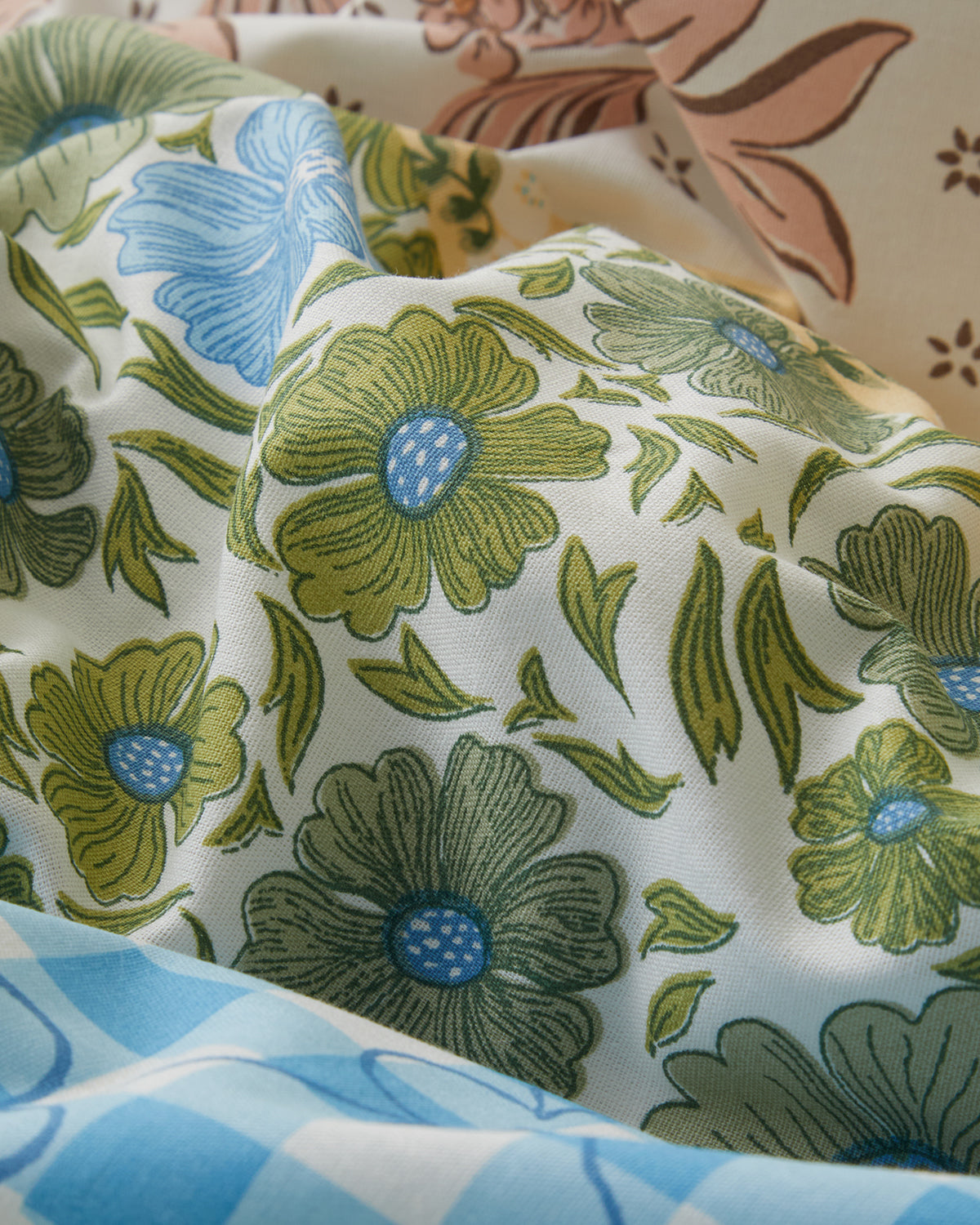 Cotton Single Size Duvet Cover Set 160x220 cm Blue - Green (view 5)