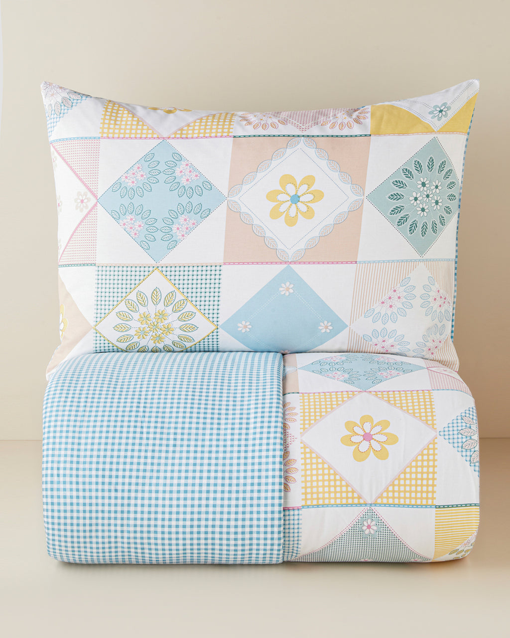 Cotton Single Size Duvet Cover Set 160x220 cm Blue - Green
