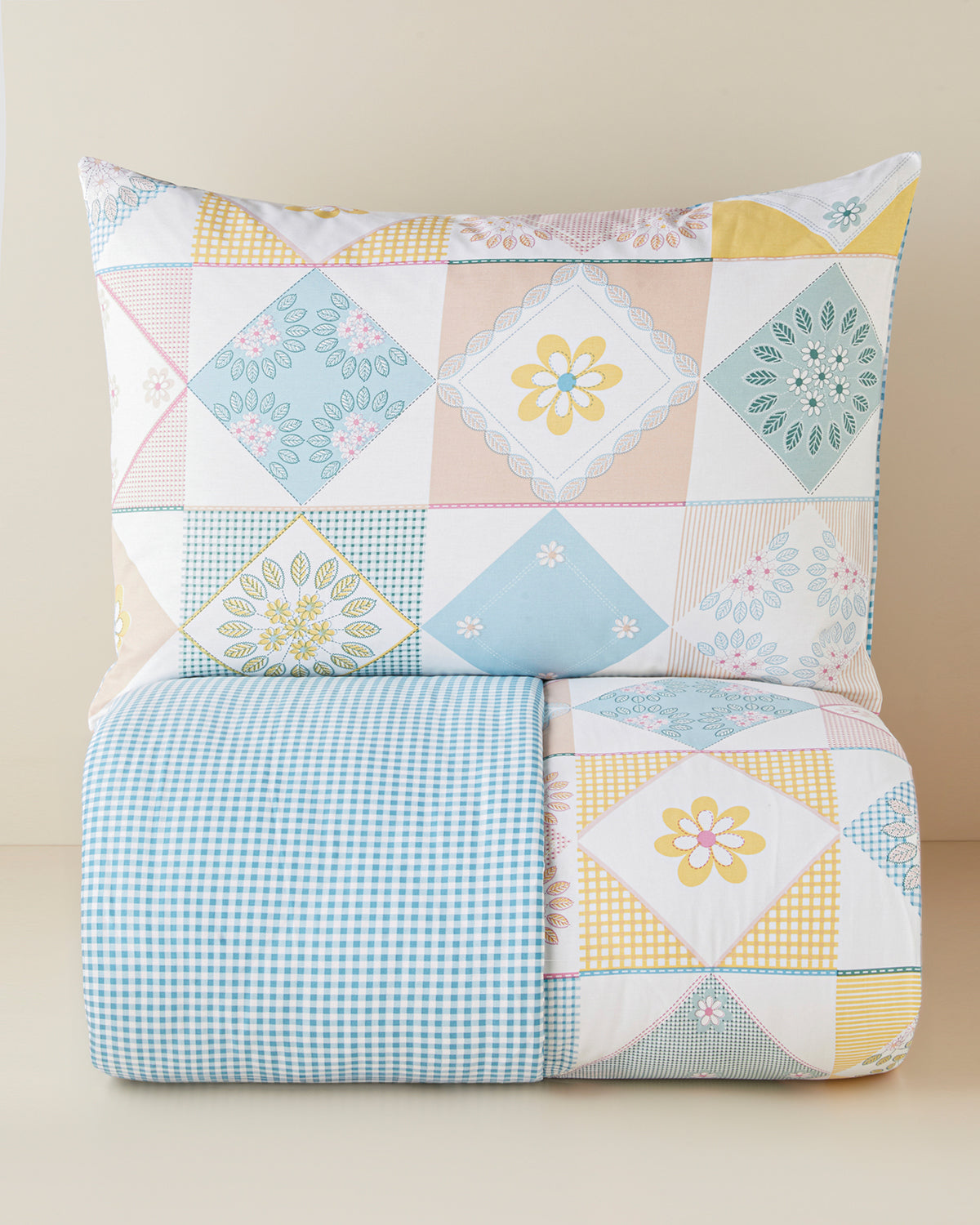 Cotton Single Size Duvet Cover Set 160x220 cm Blue - Green