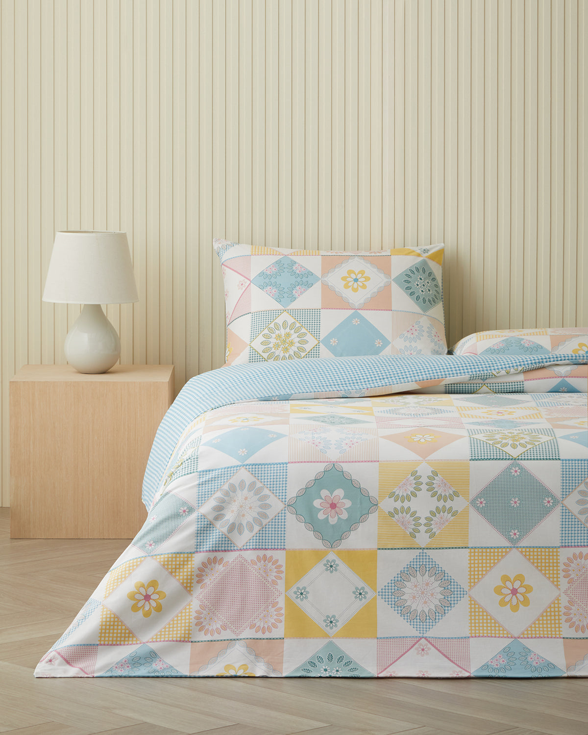 Cotton Single Size Duvet Cover Set 160x220 cm Blue - Green (view 2)