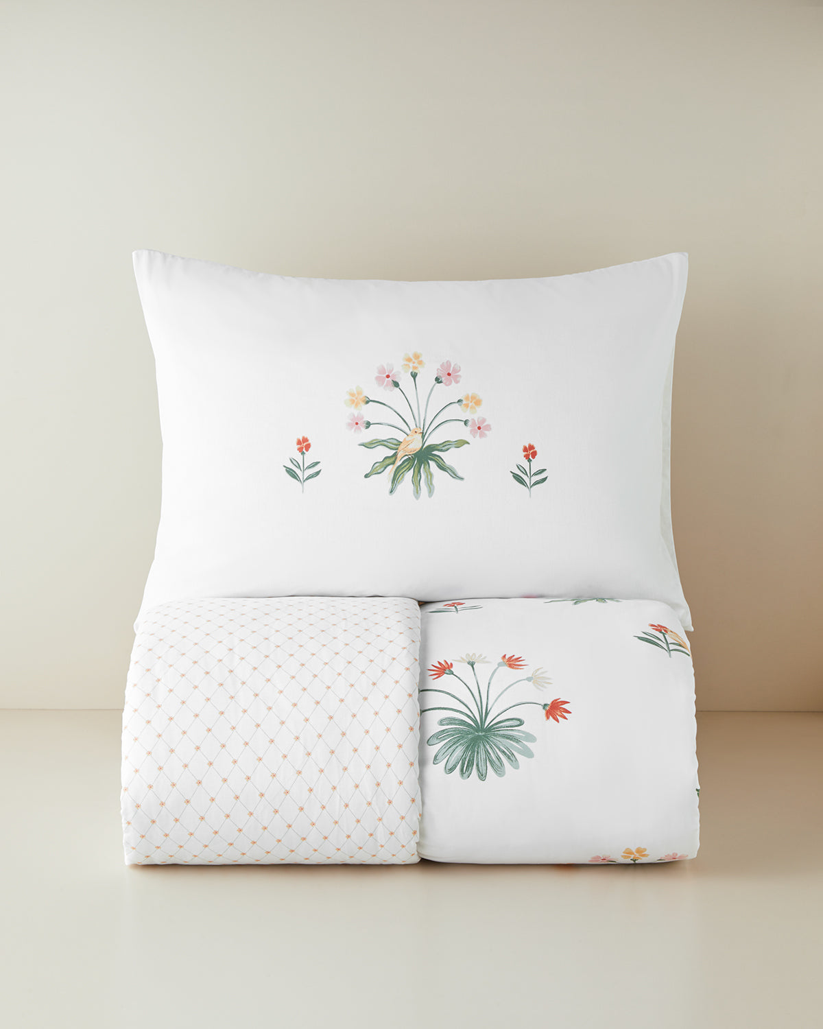 Cotton Single Size Duvet Cover Set 160x220 cm Green - Yellow