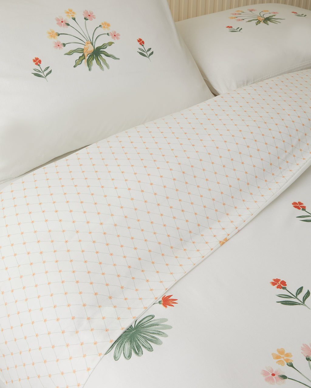 Cotton Single Size Duvet Cover Set 160x220 cm Green - Yellow (view 3)