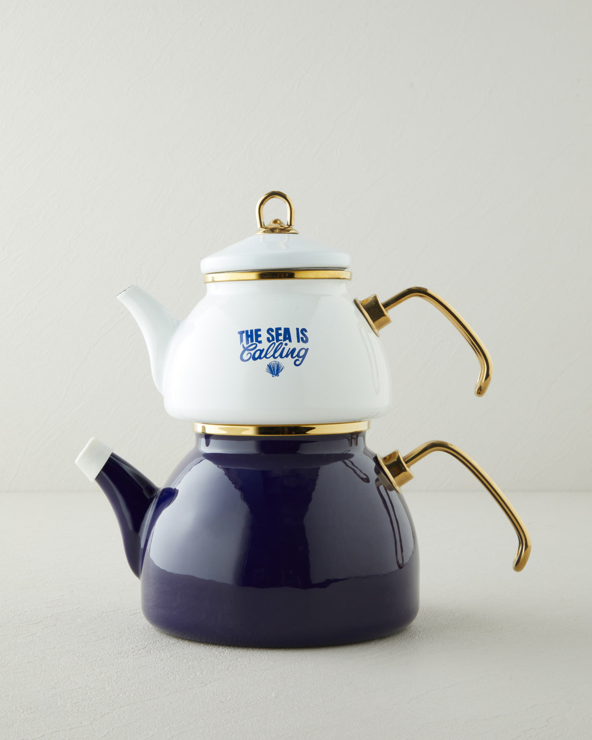 Blue Horizon Enamel Tea Pot 1.1 Liter + 2.3 Liter Navy Blue