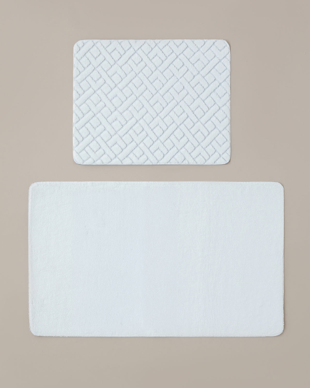 Gridline Anti-slip Base Bath Mat Set 60x80 cm + 40x60 cm White