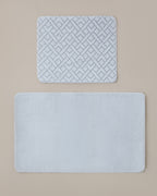 Gridline Anti-slip Base Bath Mat Set 60x100 cm + 50x60 cm - White & Gray (view 4)