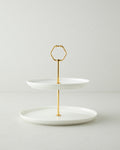 Verona Porcelain Cookie Stand 21+26 cm White
