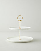 Verona Porcelain Cookie Stand 21+26 cm White