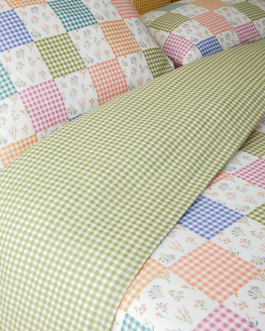 Easy Iron Single Size Duvet Cover Set 160x220 cm Pink - Green (view 4)