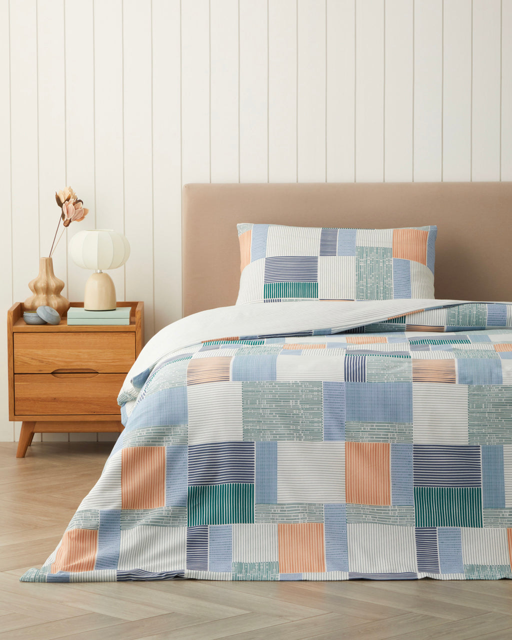 Easy Iron Single Size Duvet Cover Set 160x220 cm Dark Green - Orange