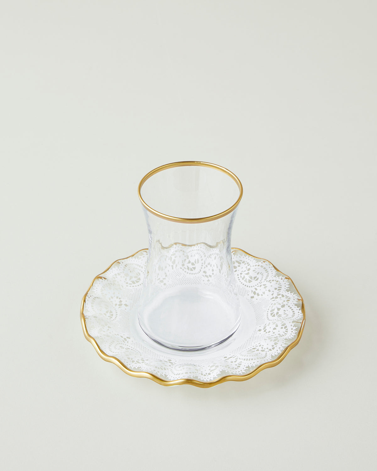 Glass 8 Pieces 4 Servings Tea Set 170 ml Gold (view 3)