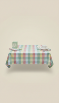 Mint Garden Check cotton tablecloth